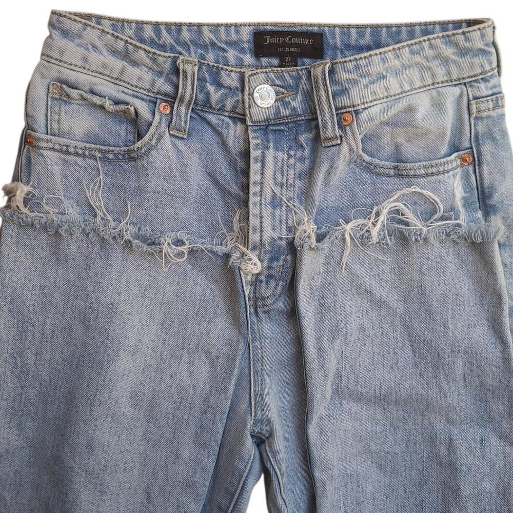 Juicy Couture Crop Kick Distressed Cropped Flare Jeans Size 27" Y2K
